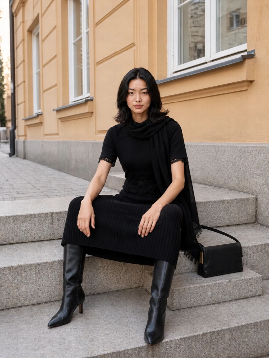 Ermanno firenze black lace knit max mara midi skirt