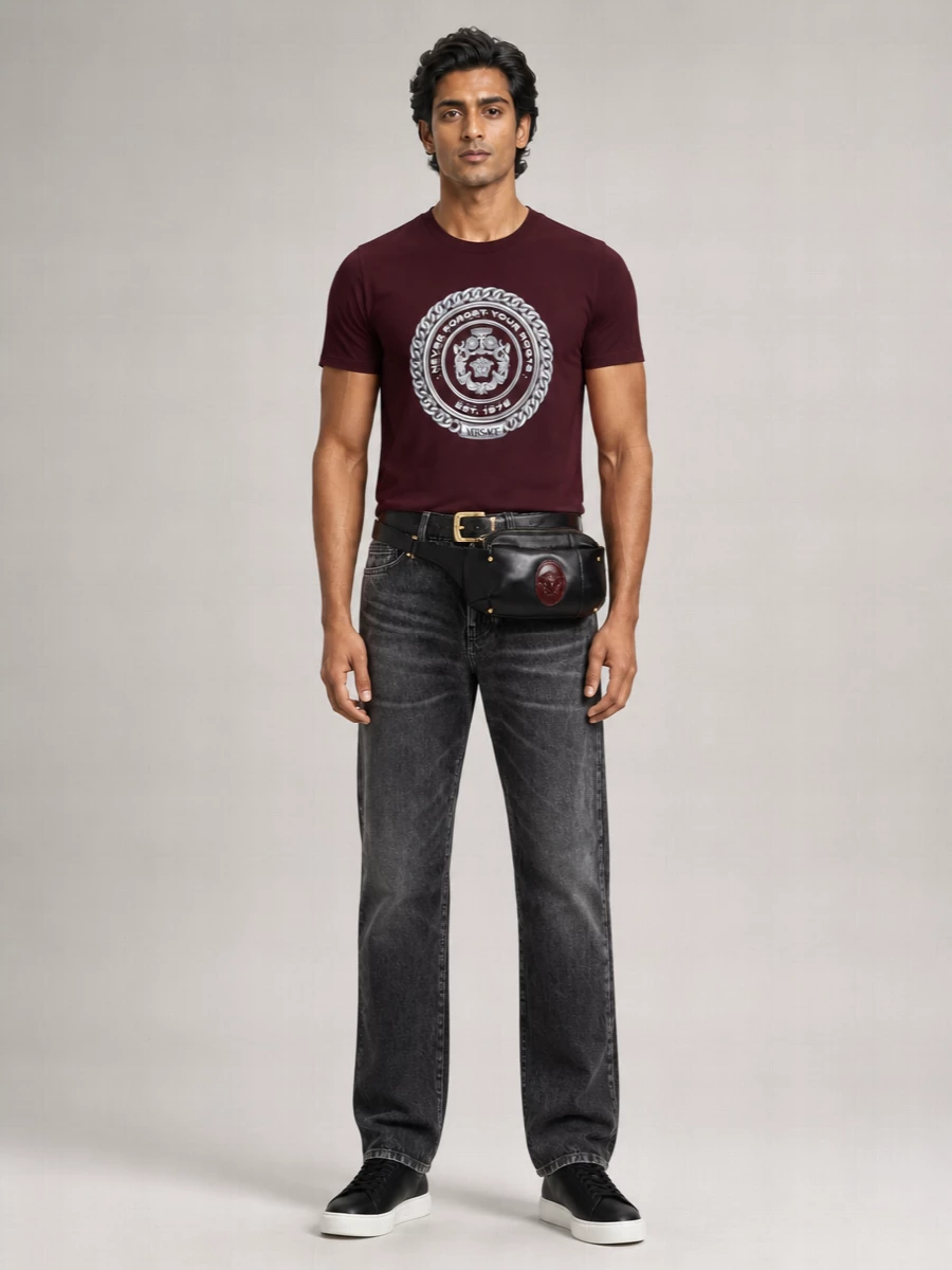 Versace Cotton Graphic Print Crew Neck Short Sleeve T-Shirt