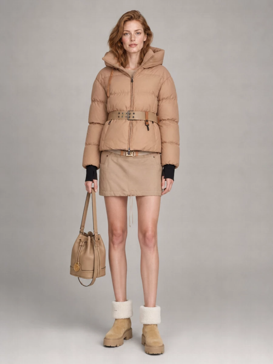 Moncler Down Belted Hooded Parka Coat