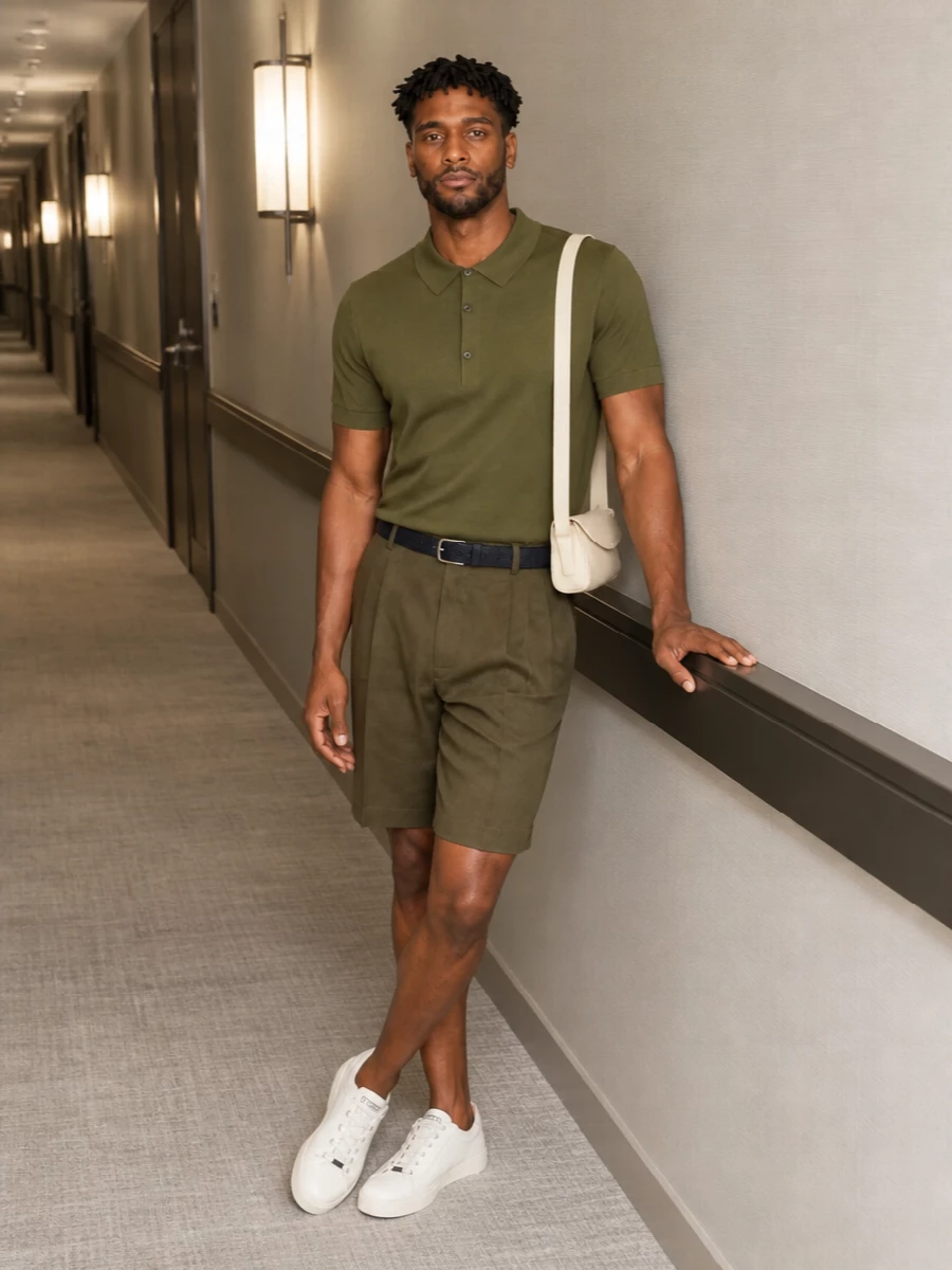John smedley olive polo paul smith tailored shorts