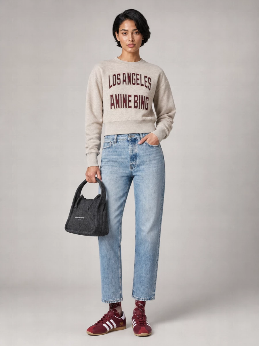 Anine Bing Cotton Blend Relaxed-Fit Sweatshirt