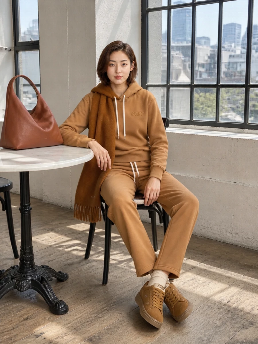 Autry camel hoodie tonal sweatpants sneakers