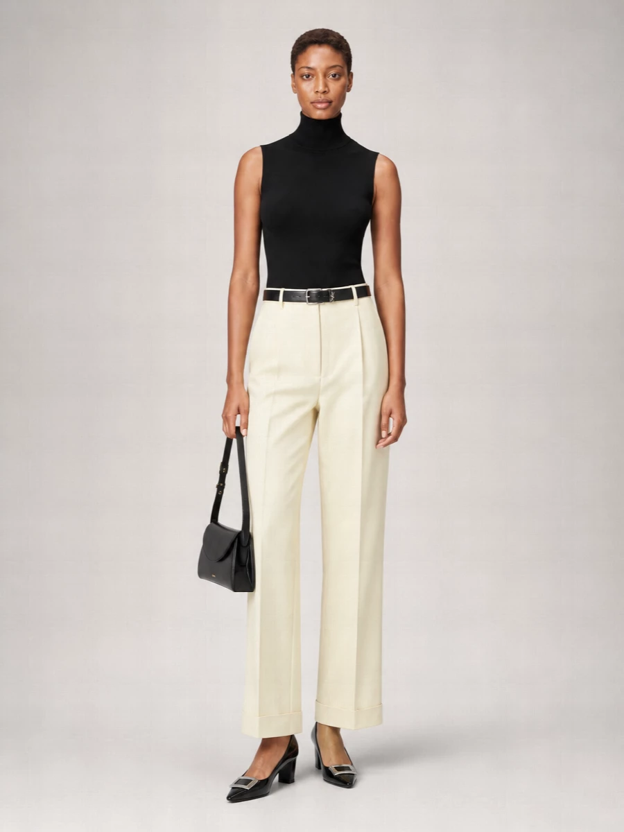 Totême Silk Wool Sleeveless Turtleneck Top