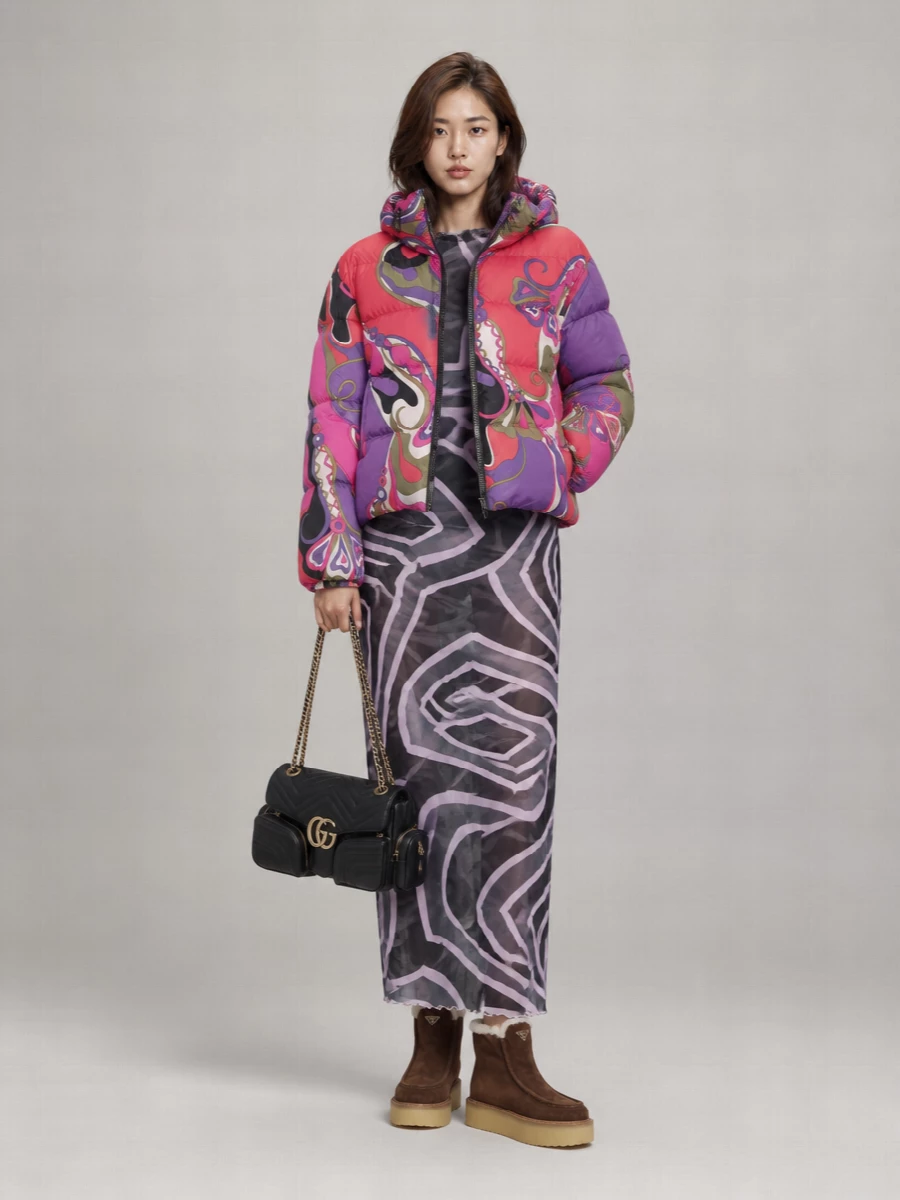 Pucci Orchidee Print Down Puffer Jacket