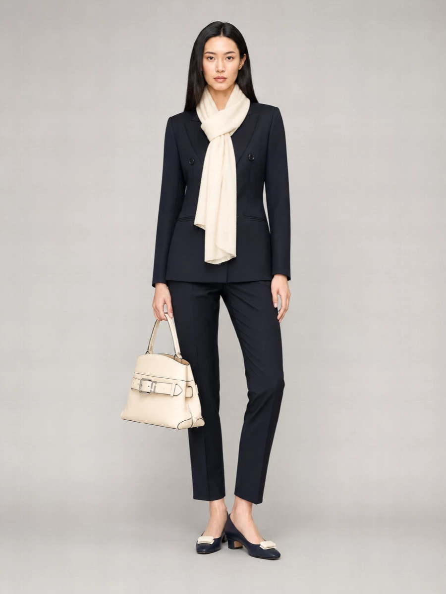 Max Mara Wool Double-Breasted Cropped 3/4-Sleeve Blazer