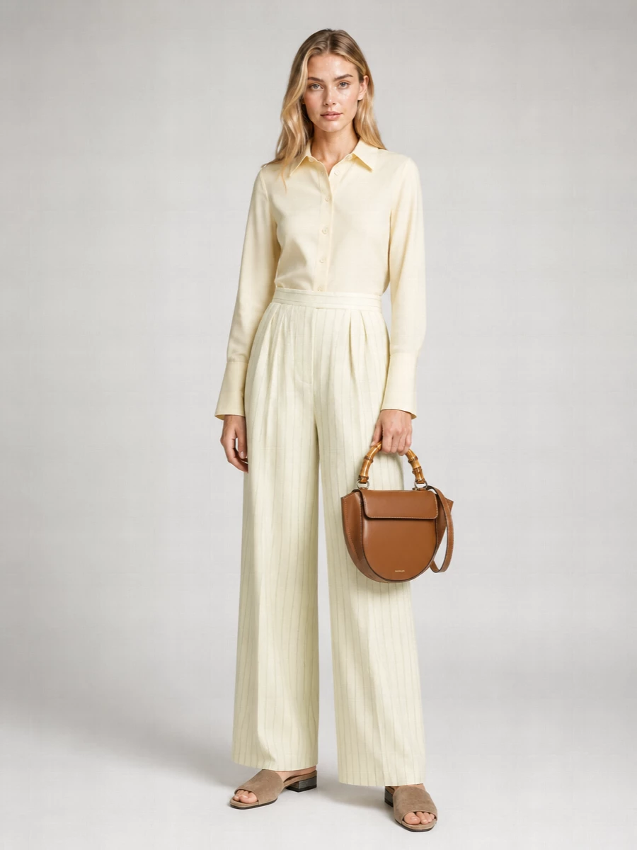 Max Mara Pinstripe Wide-Leg Trousers