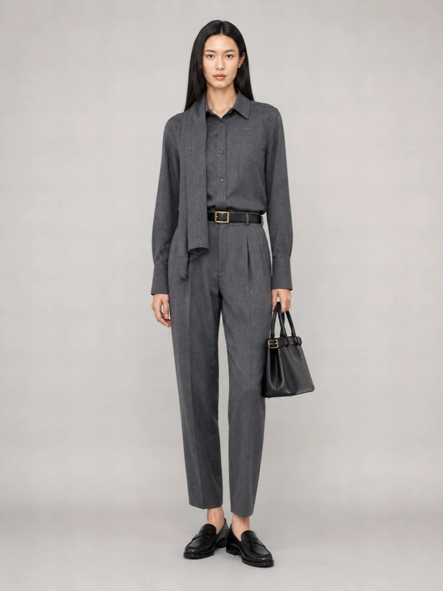 Darkpark Wool Low-Rise Tapered Tailored Trousers