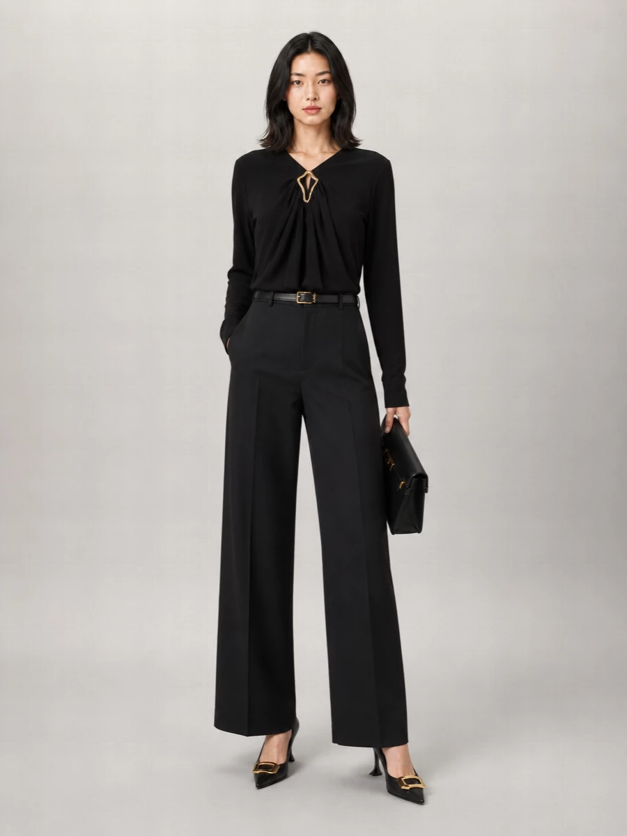 Lanvin Draped Cutout Long-Sleeve Blouse