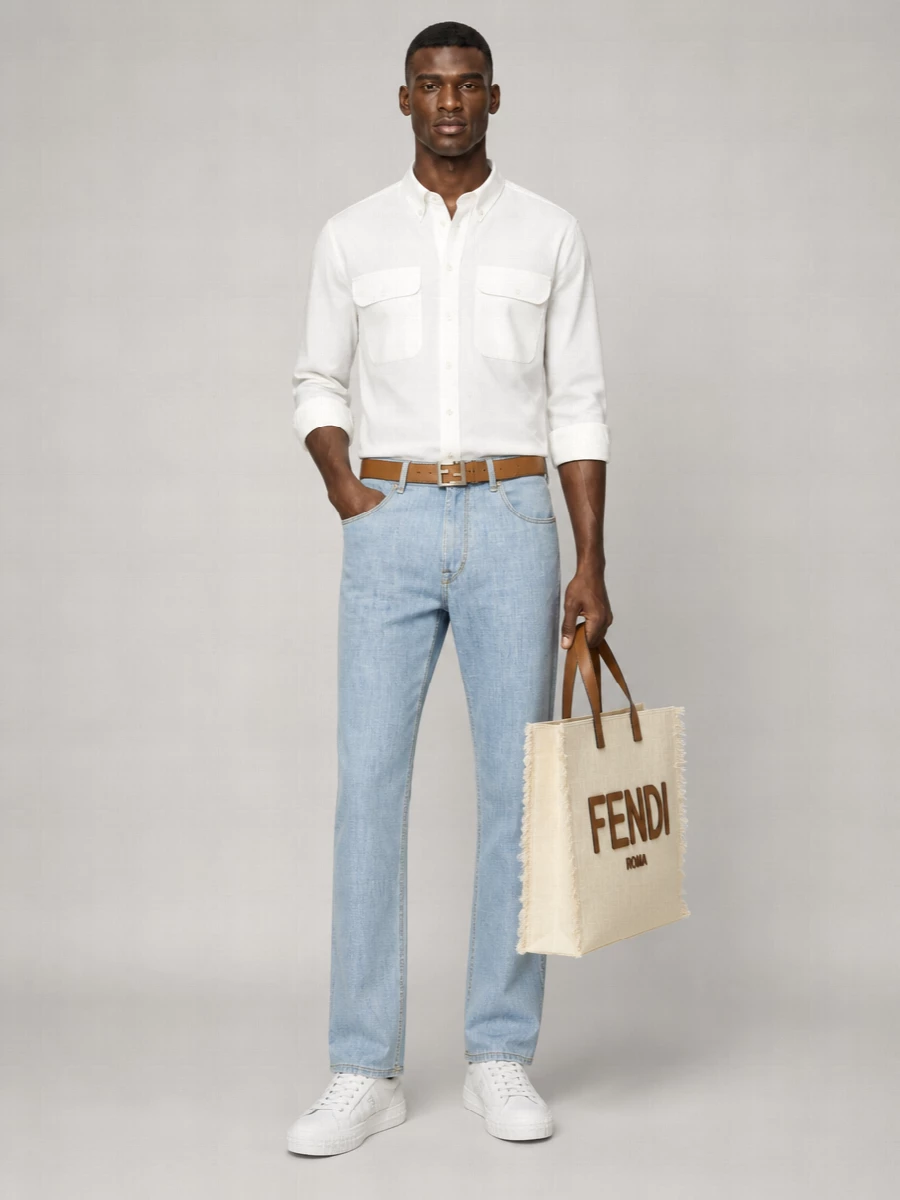 Fendi Denim Straight-Leg Trousers