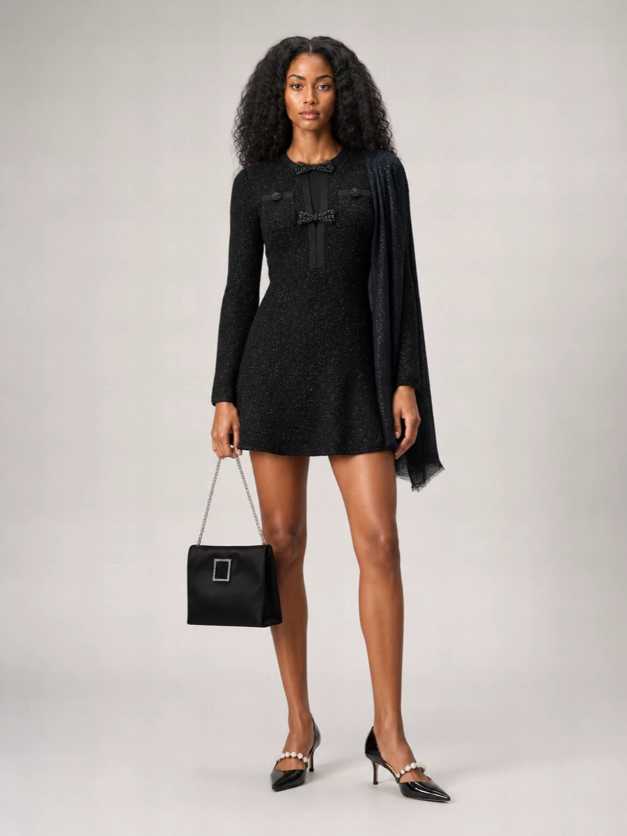 Self-Portrait Sequin Knit Cutout Mini Dress