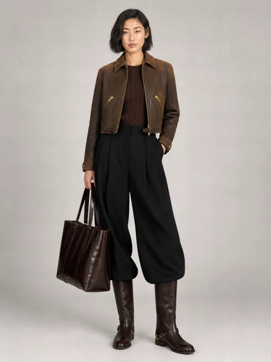 Golden Goose Leather Cropped Jacket