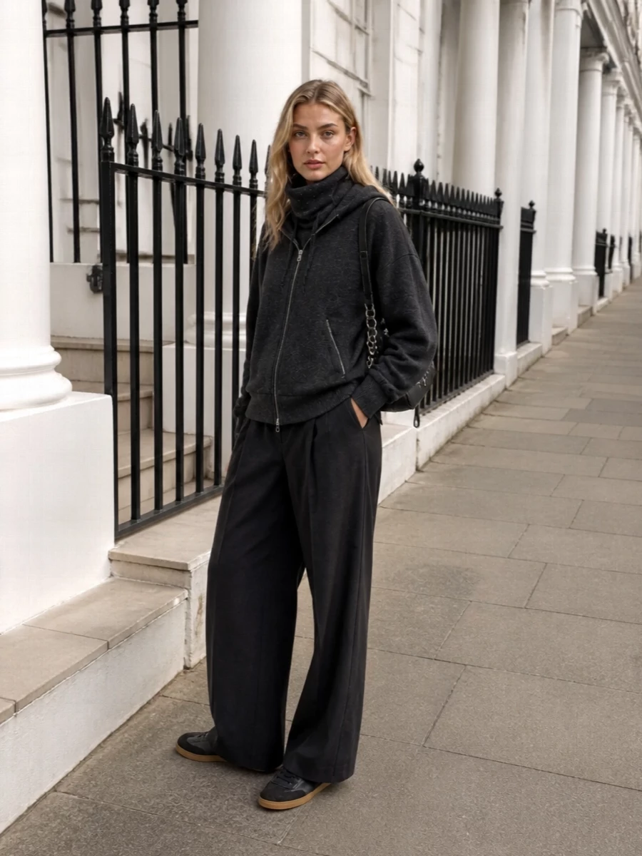 Isabel marant charcoal hoodie wide leg trousers