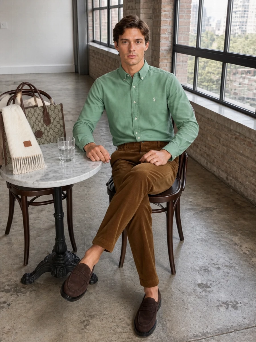 Polo ralph lauren shirt corduroy trousers outfit