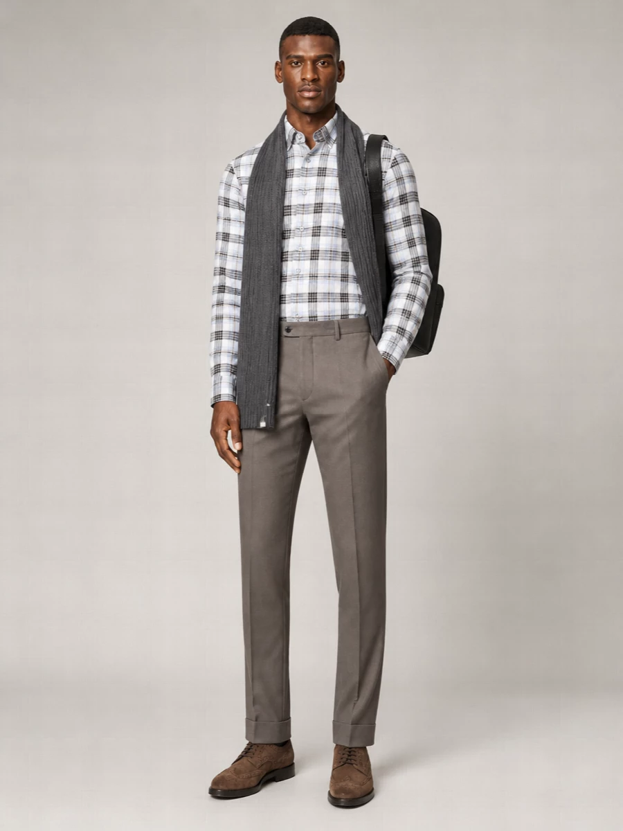 Brioni Checked Long-Sleeve Shirt