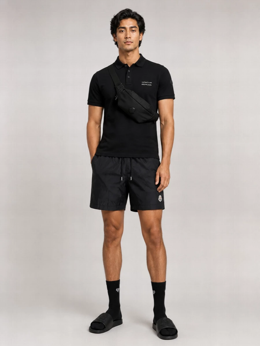 Moncler Elastic Waistband Nylon Swim Shorts