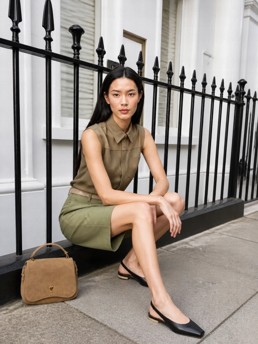 Ami paris sleeveless shirt sage bermuda flats