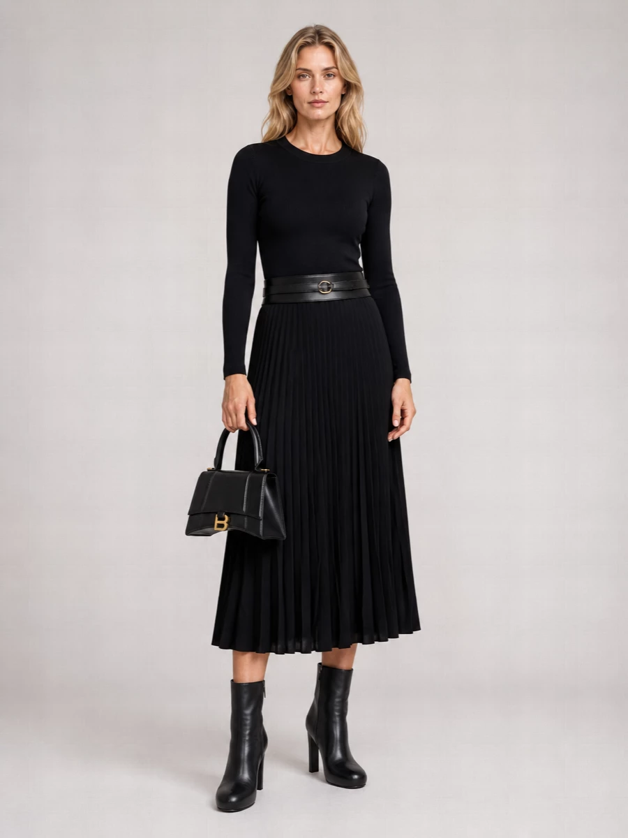 Balenciaga Pleated Wool Skirt