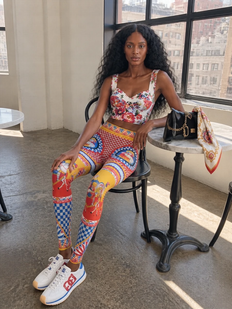 Dolce gabbana printed leggings floral top outfit