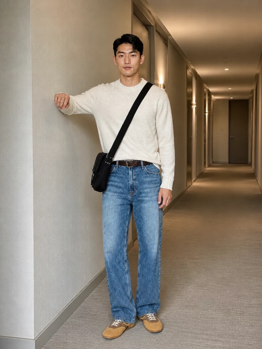 Dunst jeans ivory knit dries retro sneakers