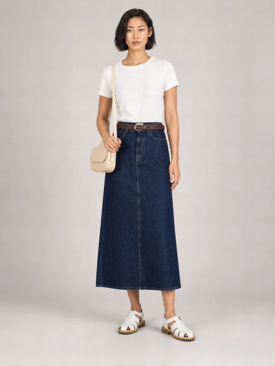 Parosh Denim High-Rise Maxi Skirt