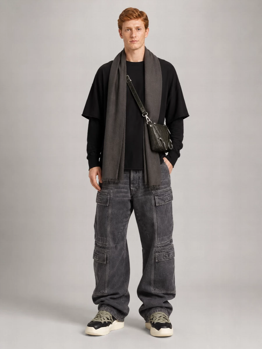 Rick Owens Cotton Double Cargo Loose Fit Jeans