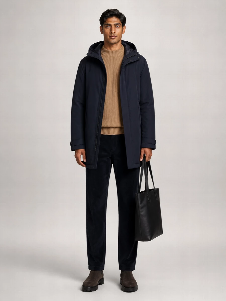 Woolrich Hooded Quilted Down Car Coat