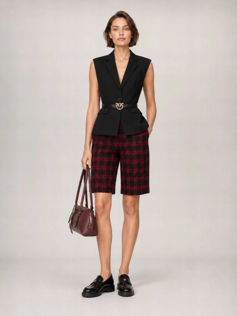 Pinko Checked Tweed Knee-Length Shorts