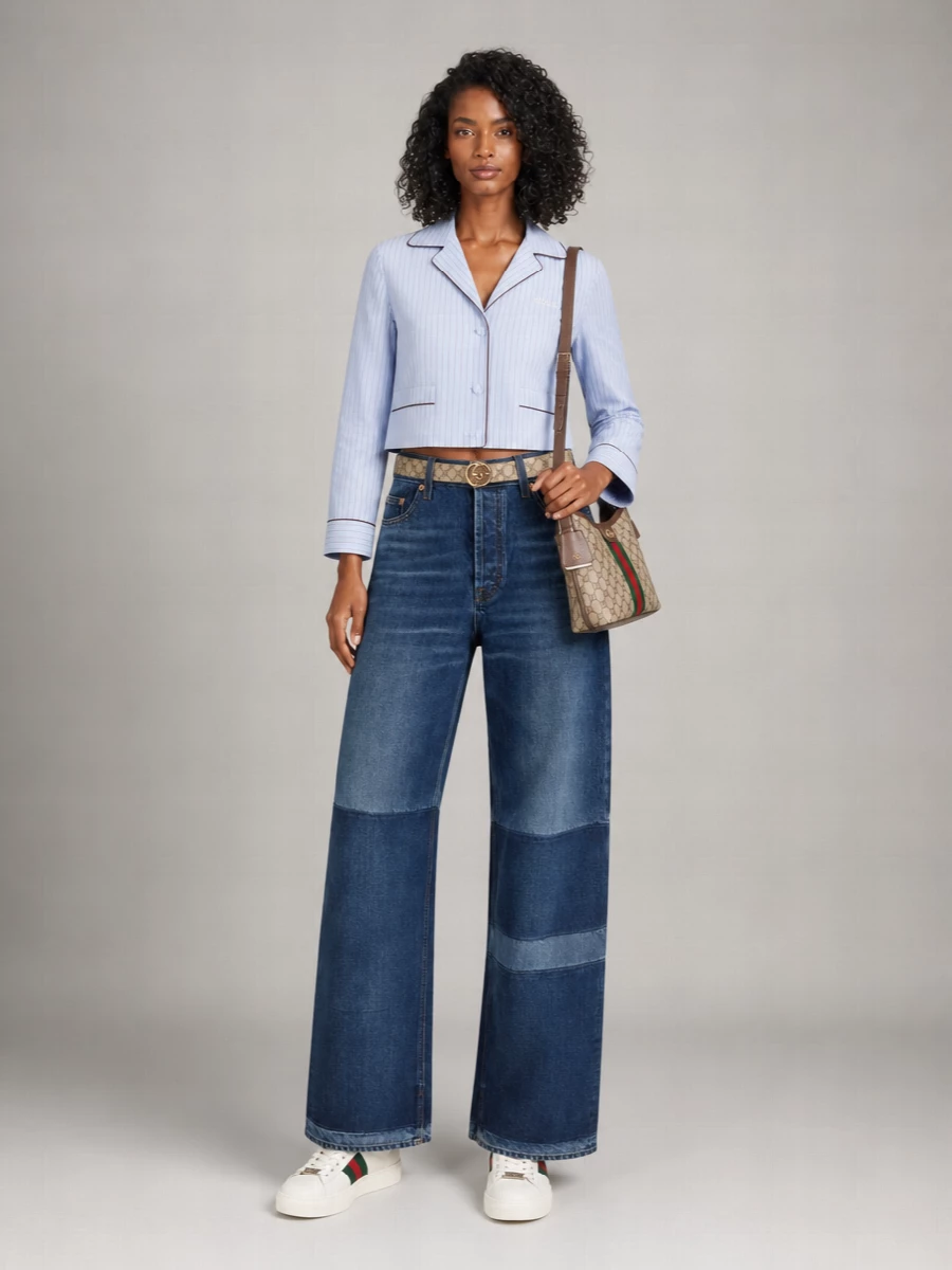 Gucci Leather Wide-Leg Trousers