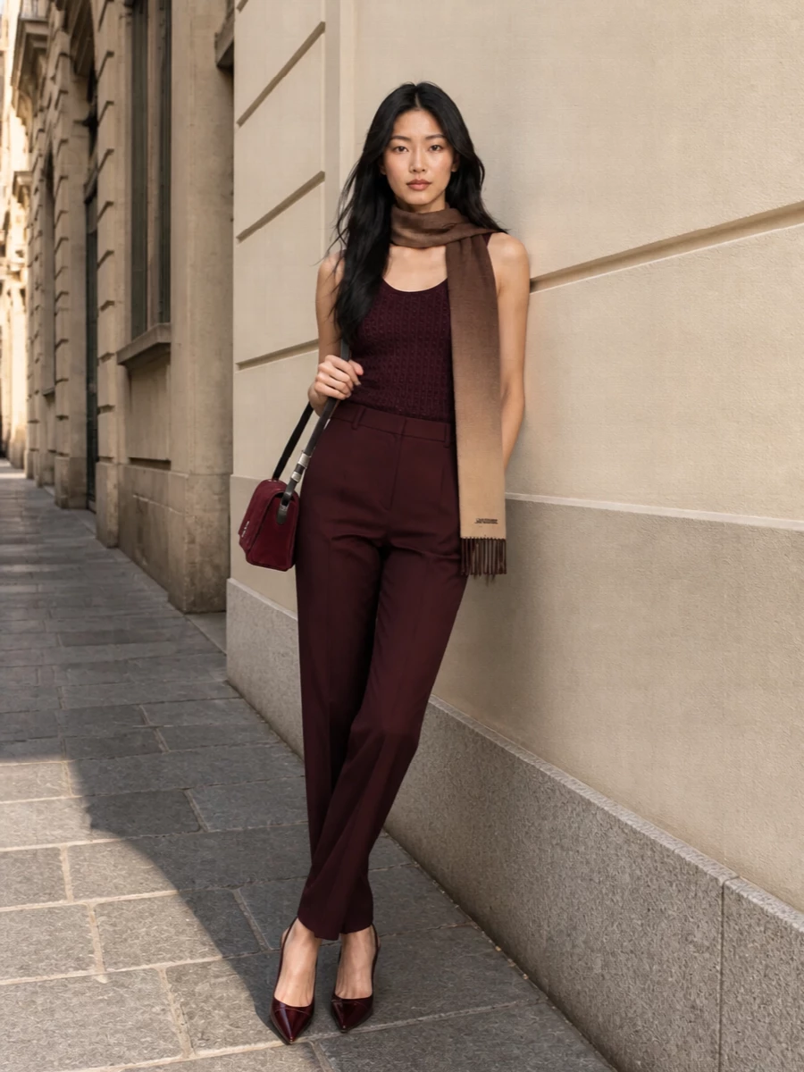 Elisabetta franchi burgundy tank tailored trousers