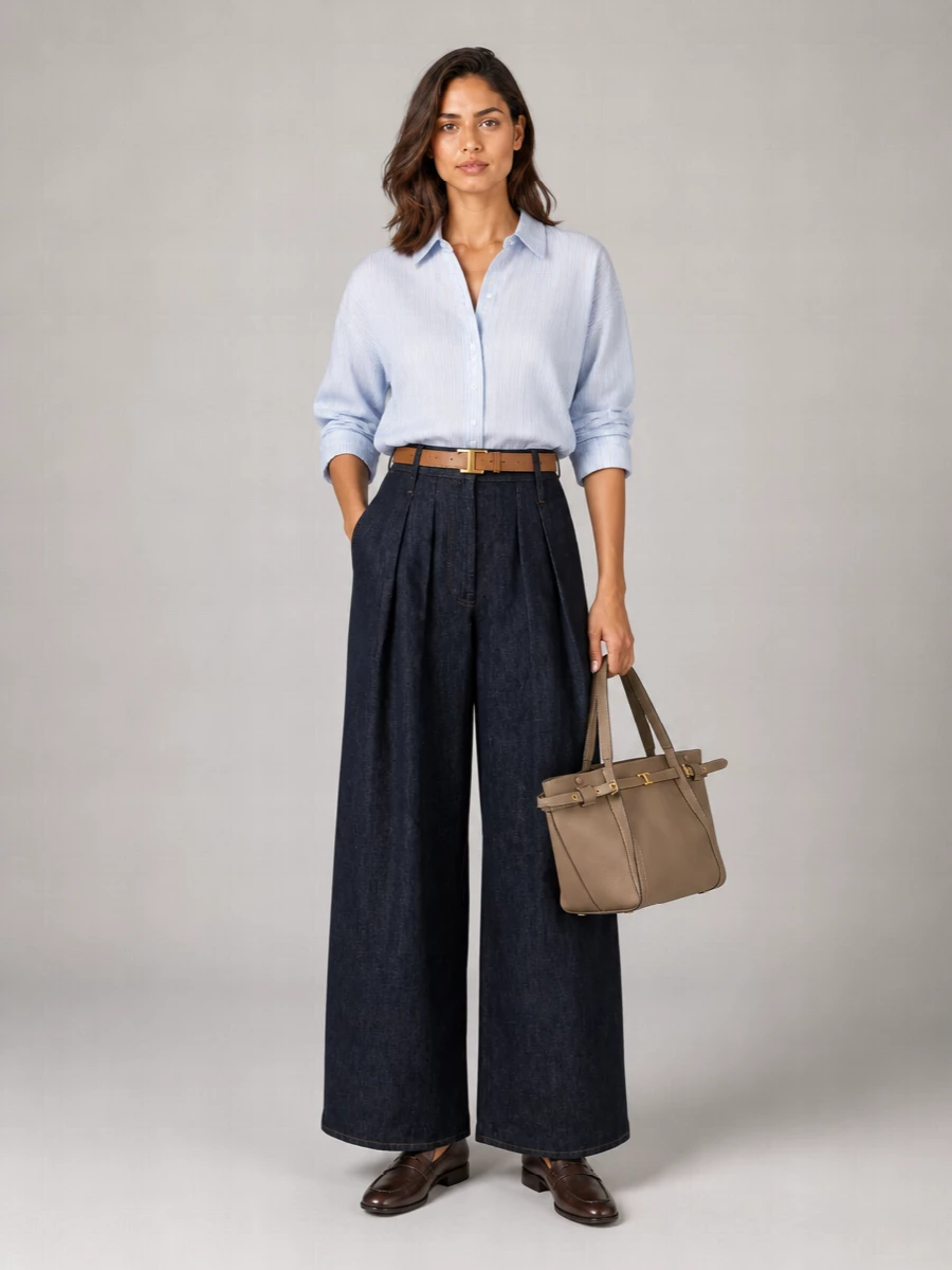 Dries Van Noten Denim Pamplona Mid-Rise Wide-Leg Trousers