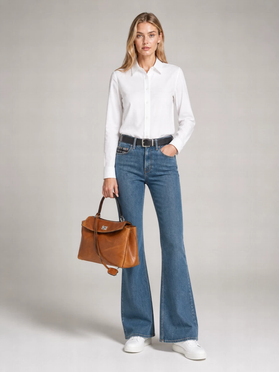 Burberry Checked-Pocket Flared Jeans