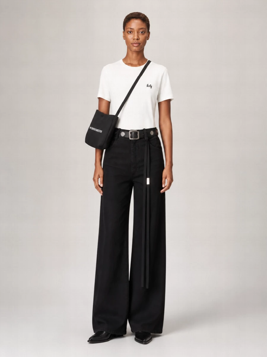 Ann Demeulemeester Ribbed Cotton Embroidered T-Shirt