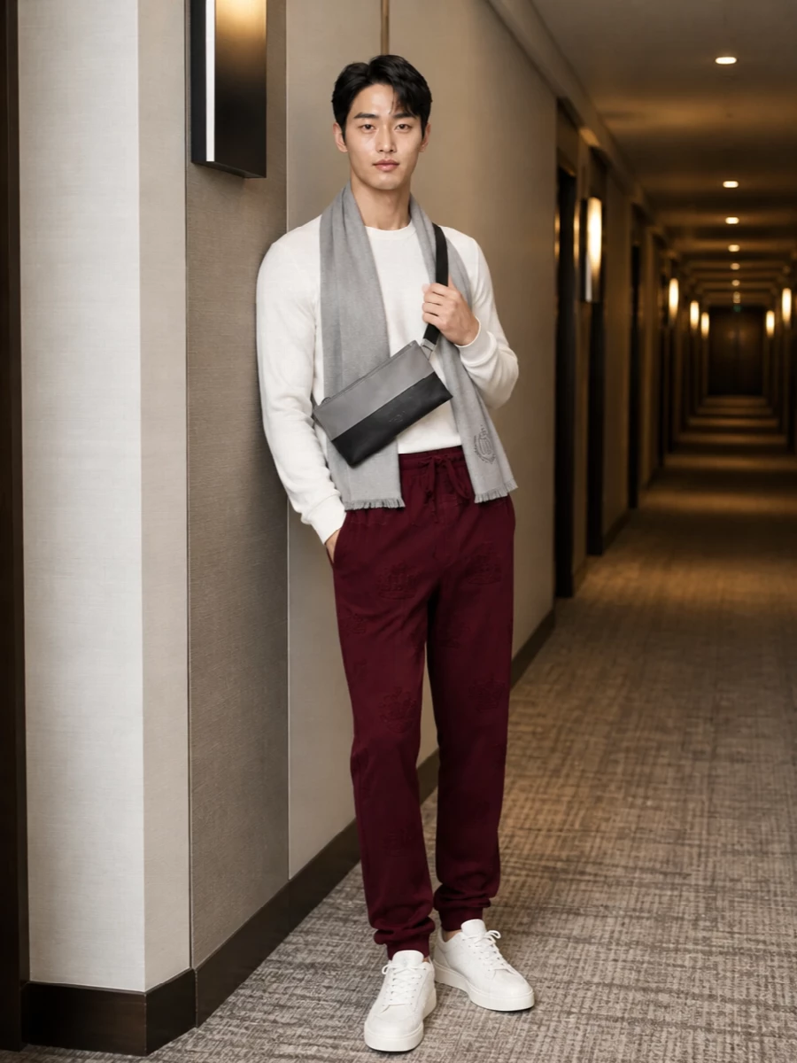 Dolce gabbana white sweatshirt burgundy joggers