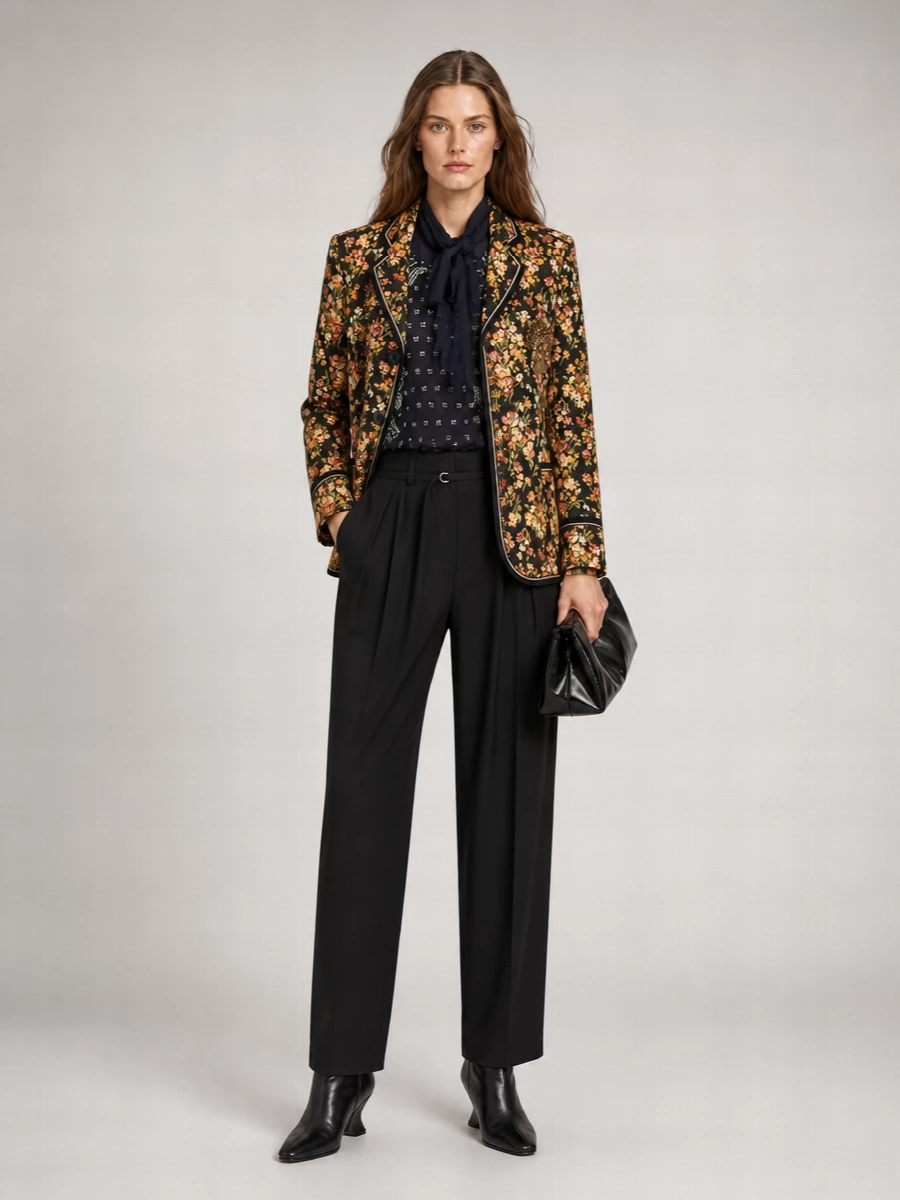 Dries Van Noten Floral-Jacquard Single-Breasted Blazer