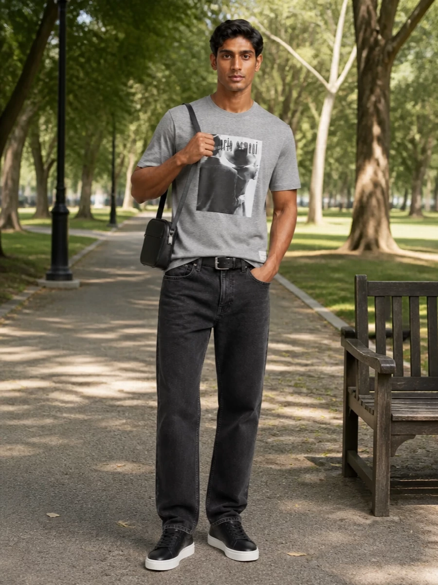 Emporio armani graphic tee black jeans sneakers