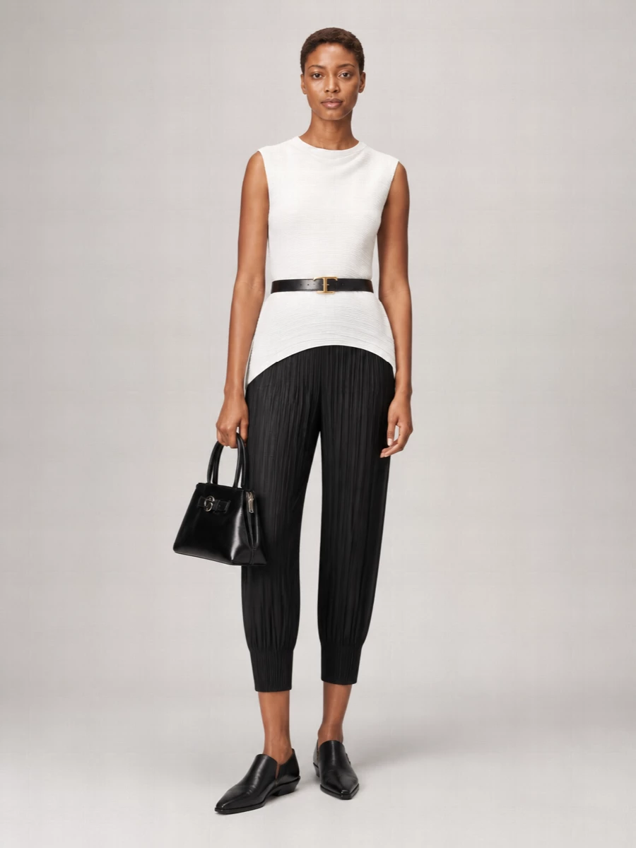 Pleats Please Issey Miyake Fluffy Basics Cropped Trousers