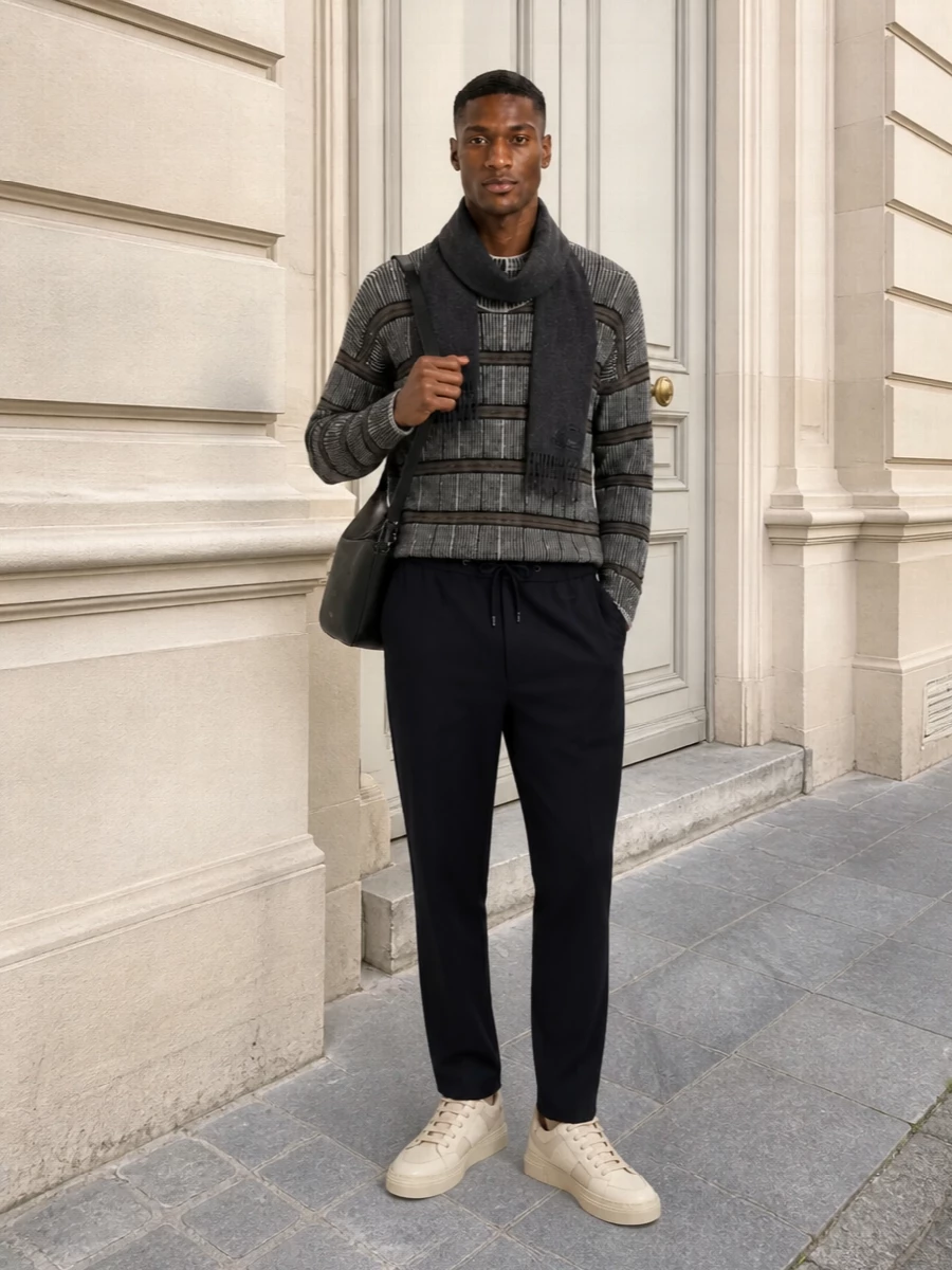 Giorgio armani striped sweater navy trousers