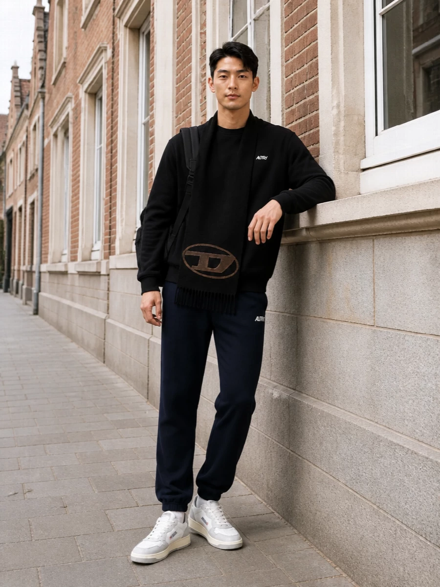 Autry sweatshirt joggers white court sneakers
