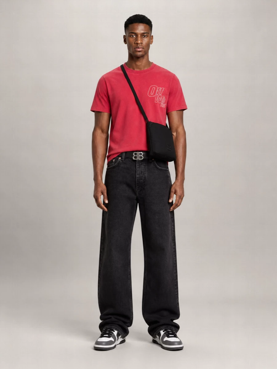 Off-White Cotton Ribbed Crewneck T-Shirt