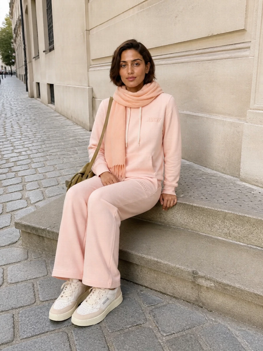 Autry peach sweatpants blush hoodie sneakers