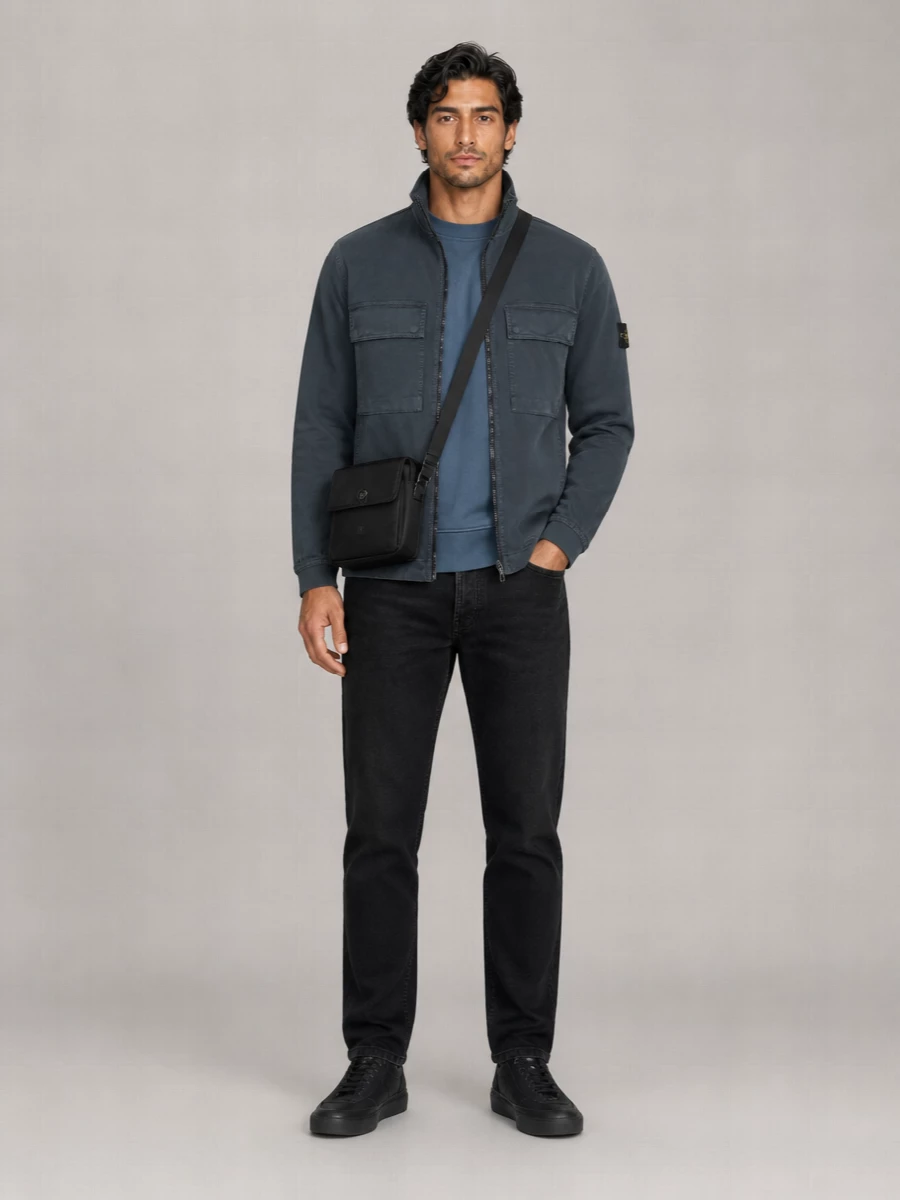 Stone Island Cotton Ribbed-Collar Shirt Jacket