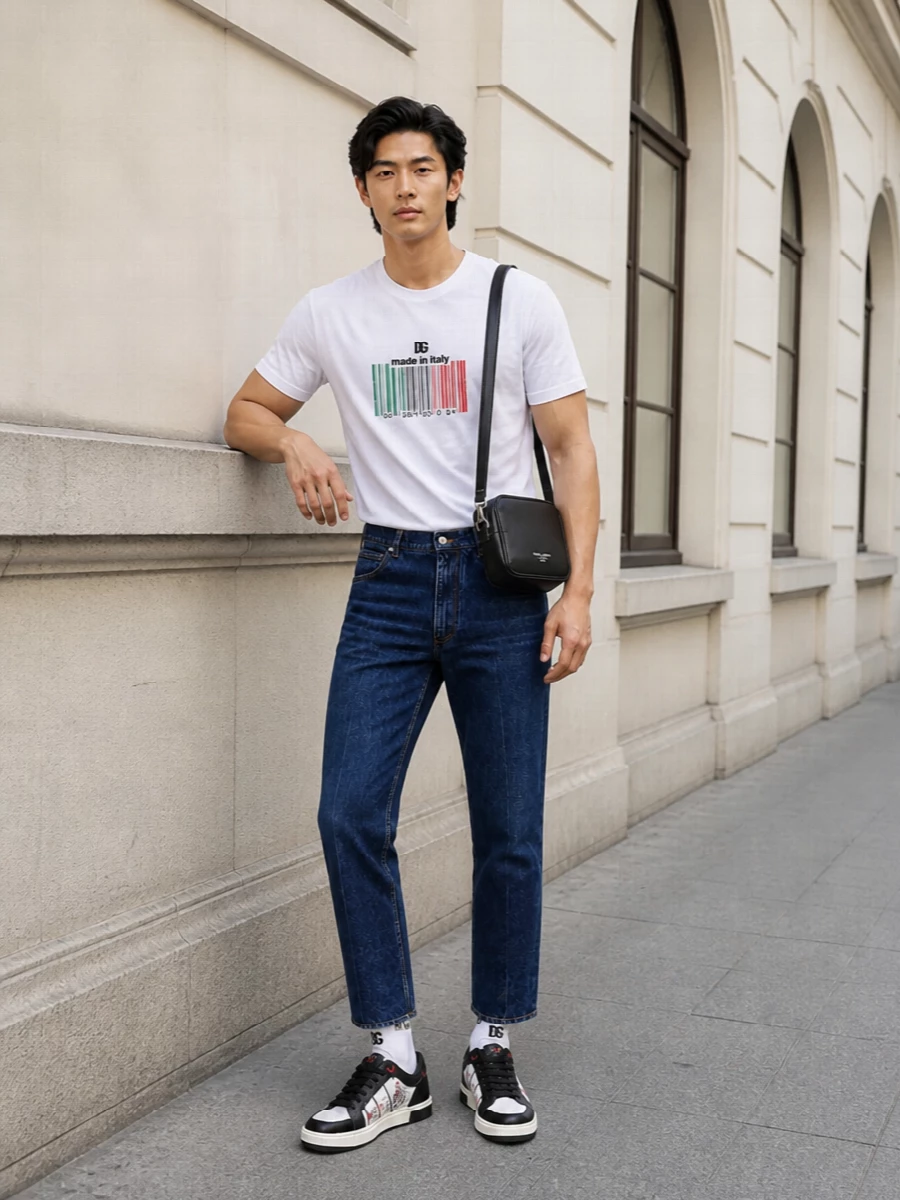 Dolce gabbana barcode tee dark jeans sneakers