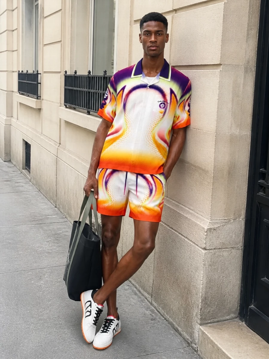 Casablanca camp shirt shorts valentino sneakers