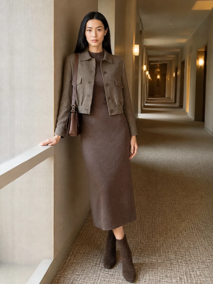 Giorgio armani jacket max mara brown midi dress