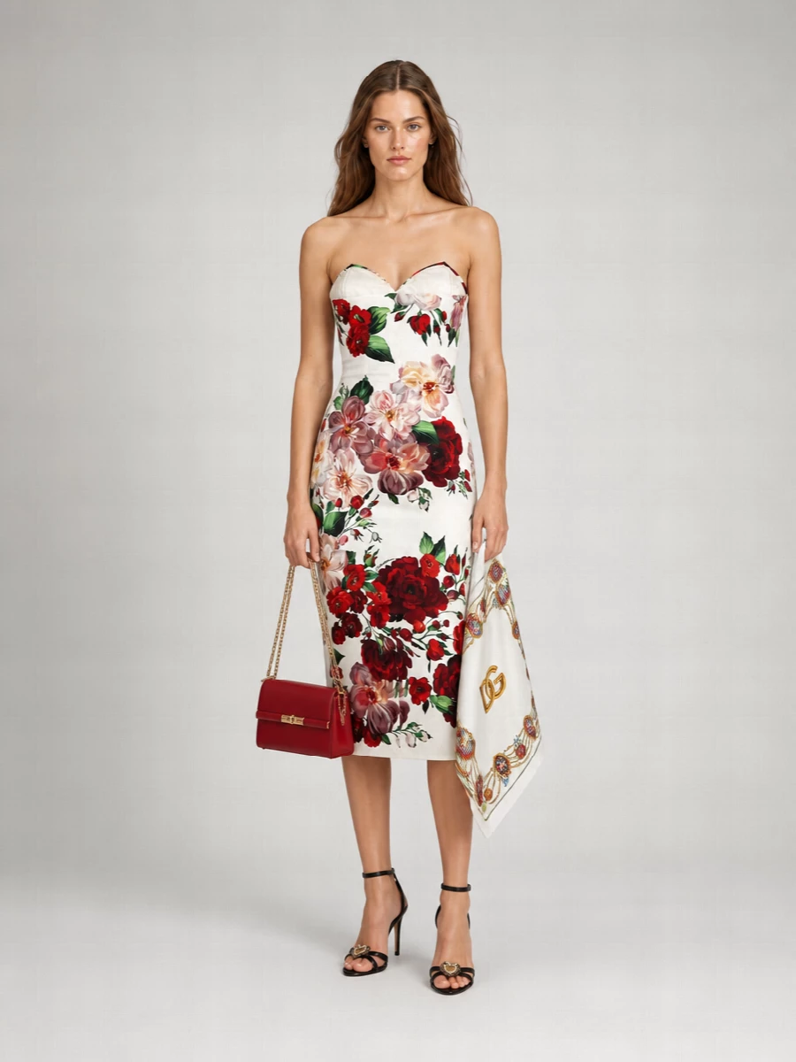 Dolce&Gabbana Printed Satin Midi Dress