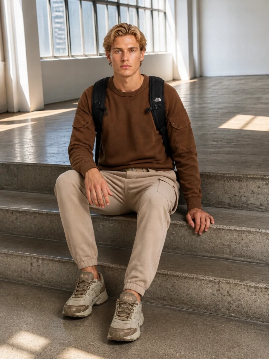 Ten c joggers chestnut sweatshirt trail sneakers
