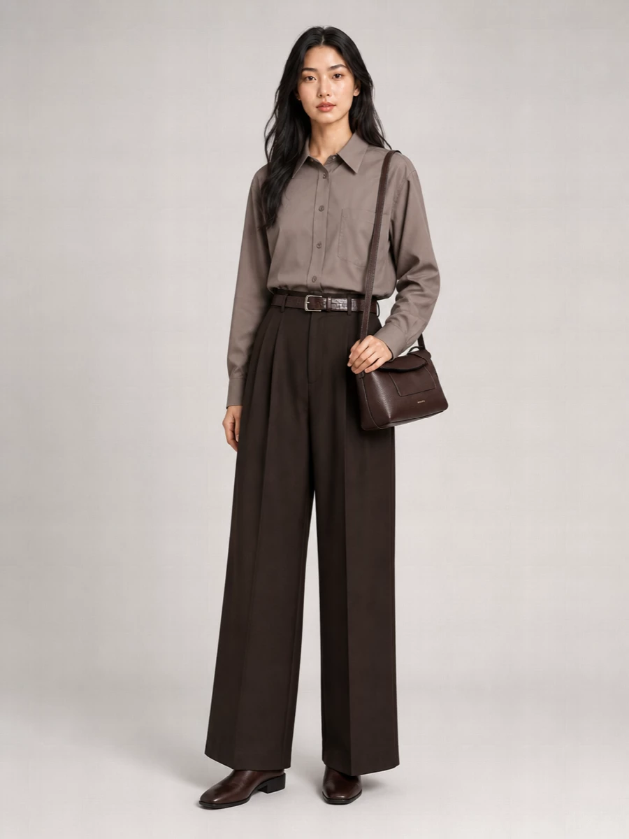 The Frankie Shop Brickell Flannel Wide-Leg Trousers