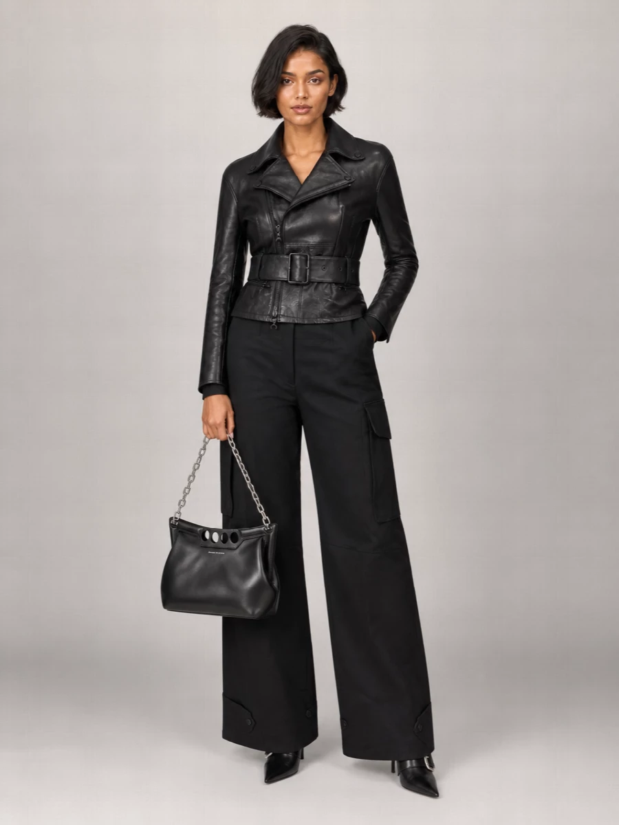 Marine Serre Leather Biker Jacket