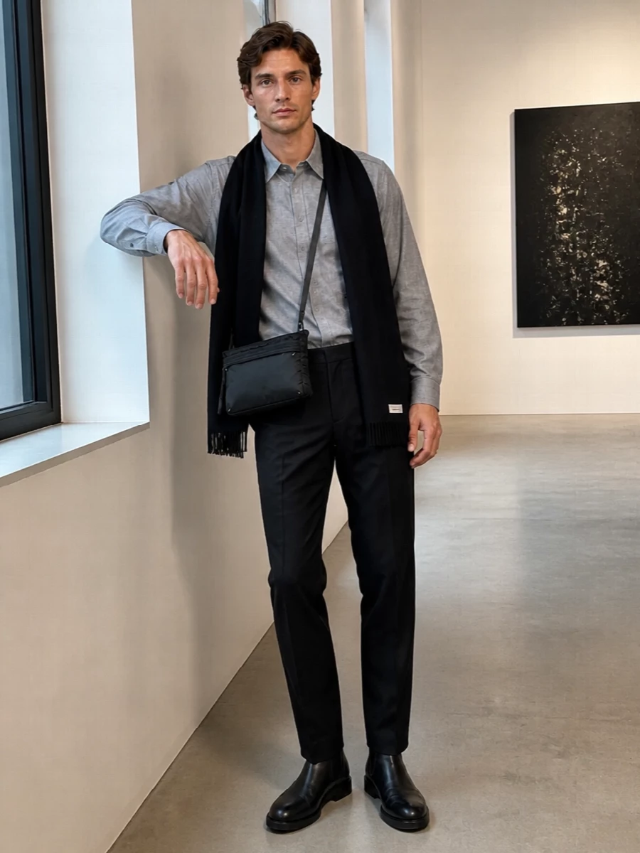 Mm6 grey shirt black tailored trousers