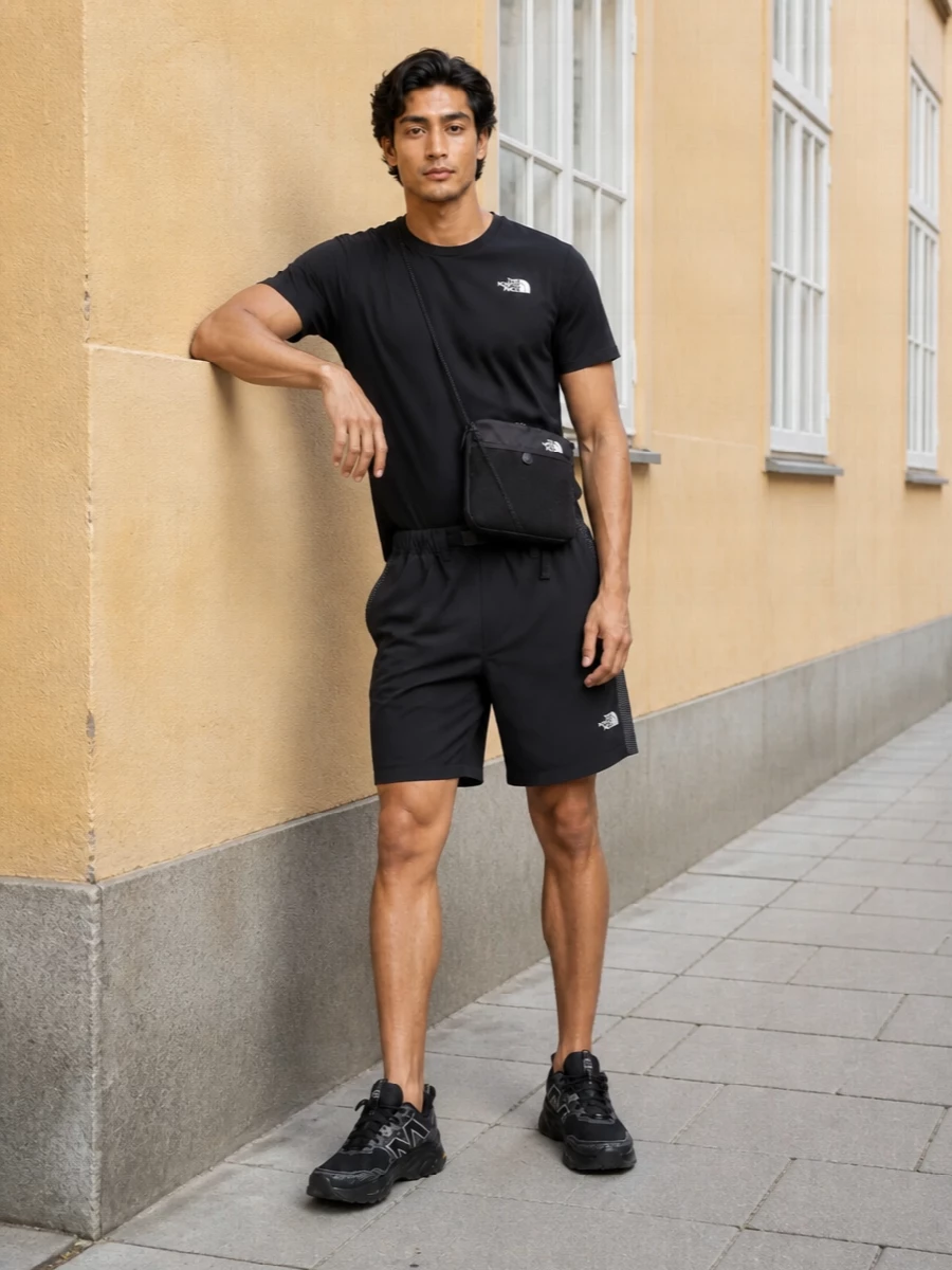 The north face black tech shorts outfit runners